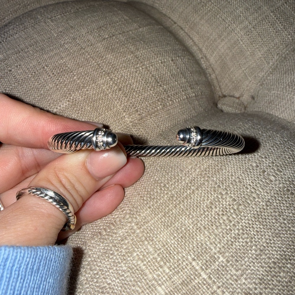 DY Authentic 4 mm Classic Cable Bracelet w/ Diamonds. Size small - Picture 10 of 12